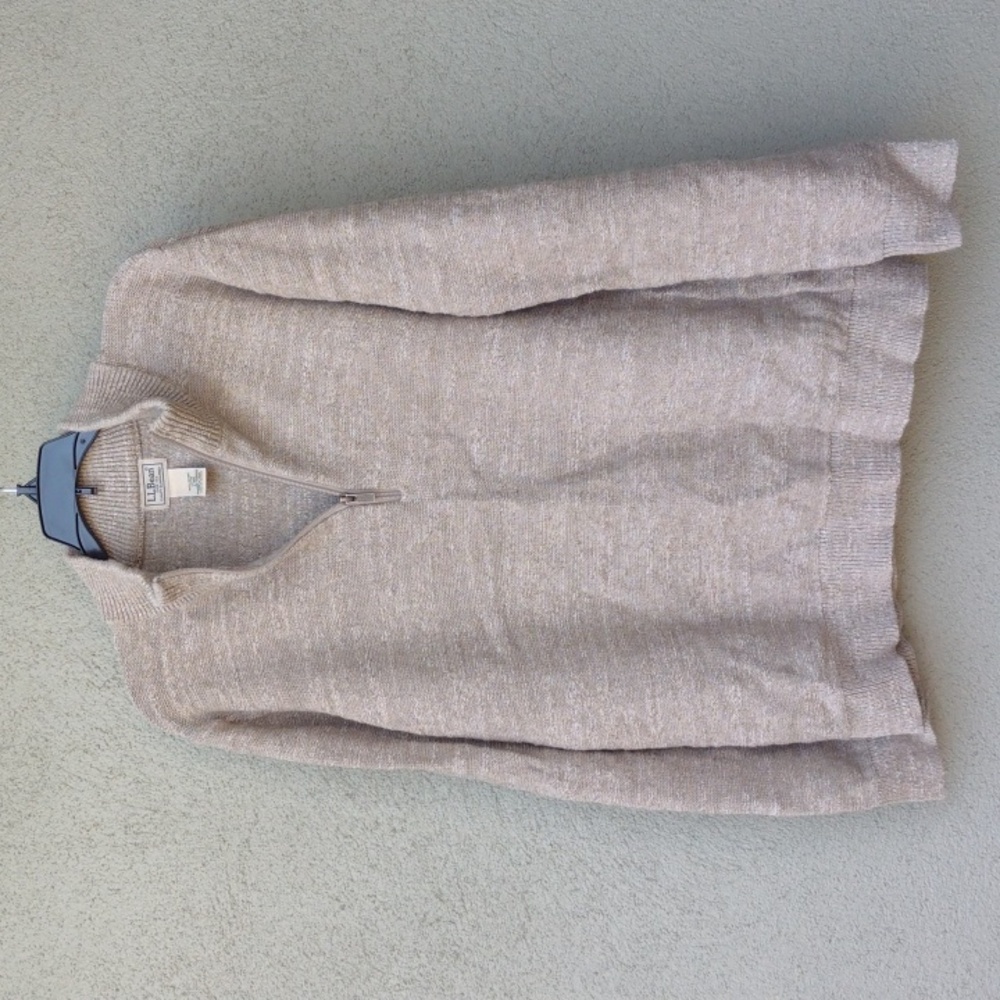 L.L. Bean Organic Cotton Knit Quarter Zip Sweater L